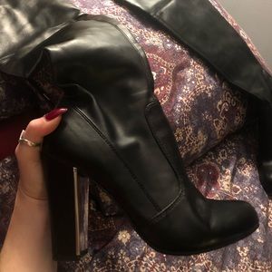 Thigh High Faux Leather Heels, Size 6.5